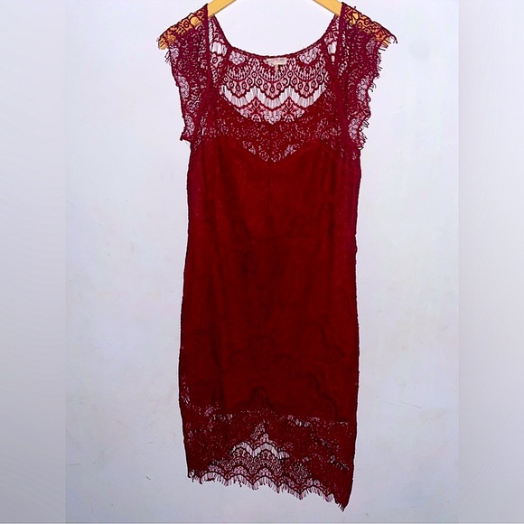 Free People We The Free Burgundy Lace Dress - Picture 2 of 4